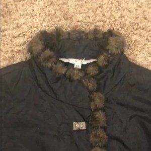 CAbi Quilted black jacket wit faux mink accent🔥